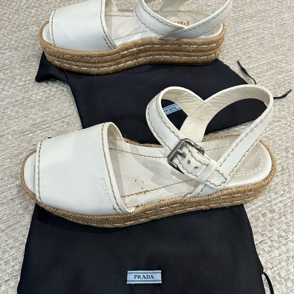 Woman’s Prada White Size 37 Platform Espadrilles Sandals - Picture 3 of 7